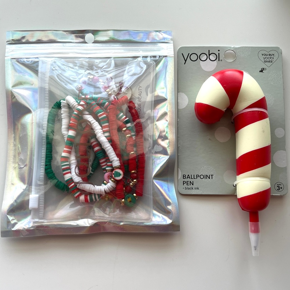 Christmas Kids Bracelet Set with Candy Cane Pen